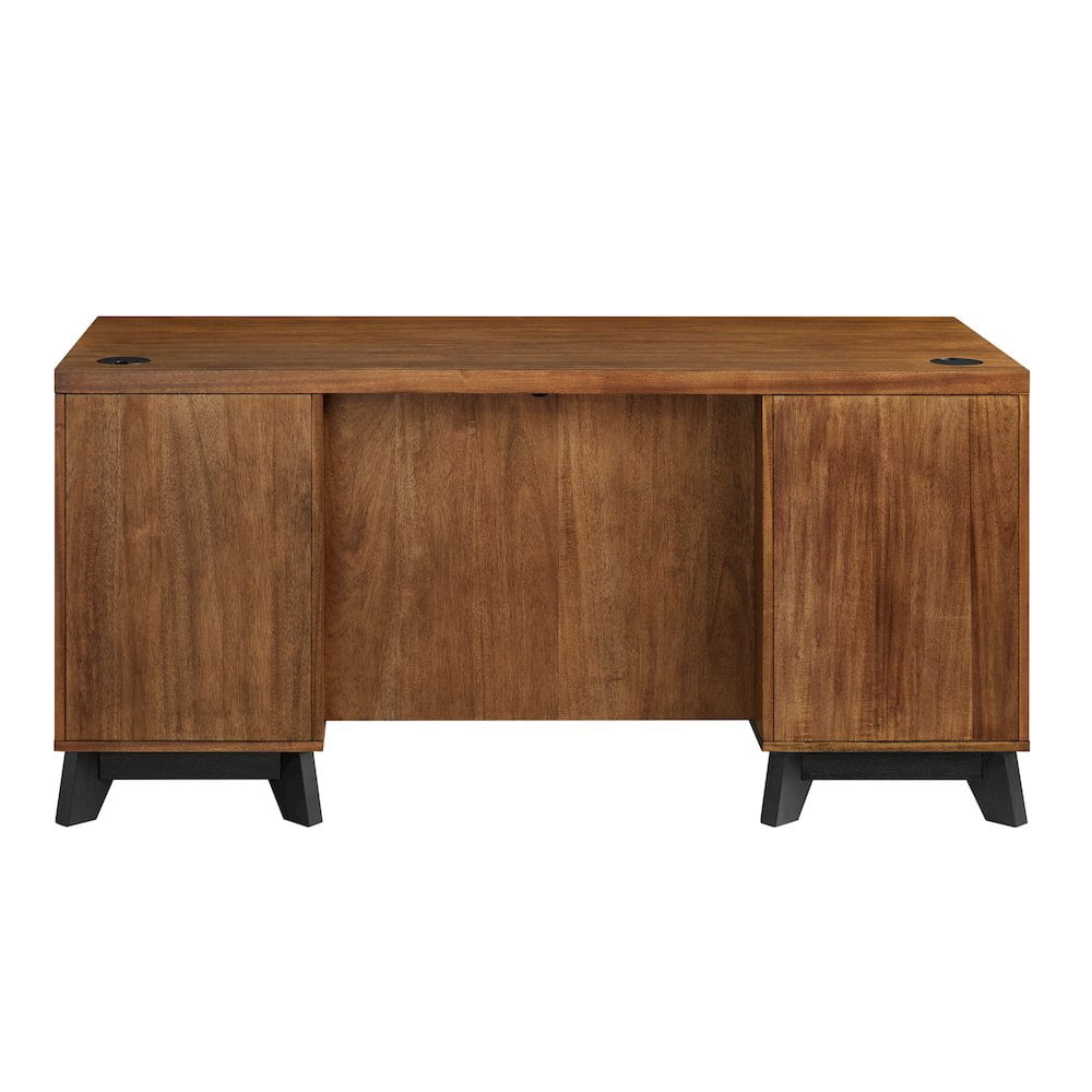 Modern Wood Double Pedestal Executive Desk Fully Assembled Rich Medium Brown