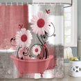 thumbnail image 5 of Red Daisy Flower Shower Curtain, Farmhouse Floral and Butterfly in Bathtub Shower Curtains for Bathroom, Rustic Country Abstract Geometric Floral Bath Decor Bathtub Set with 15 Hooks 70X70in, 5 of 6