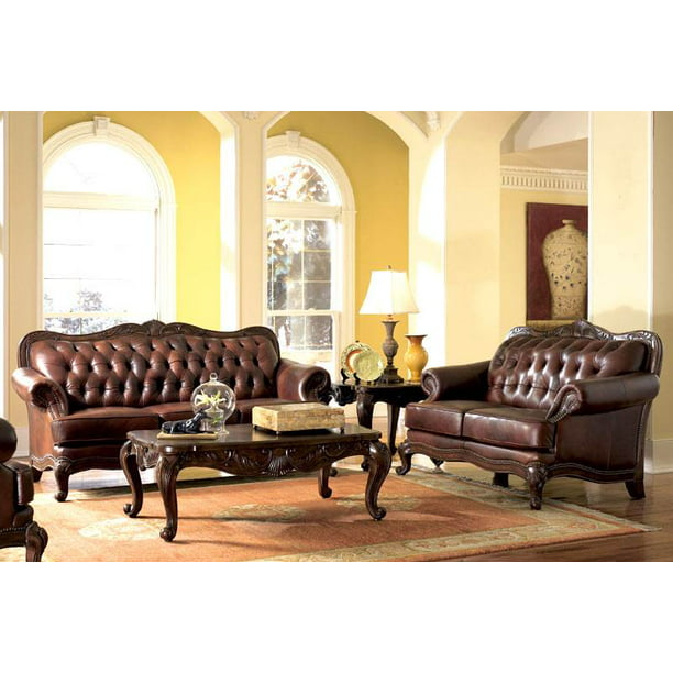 Tufted Victorian Style Brown Leather, Leather Sofa Victorian Style