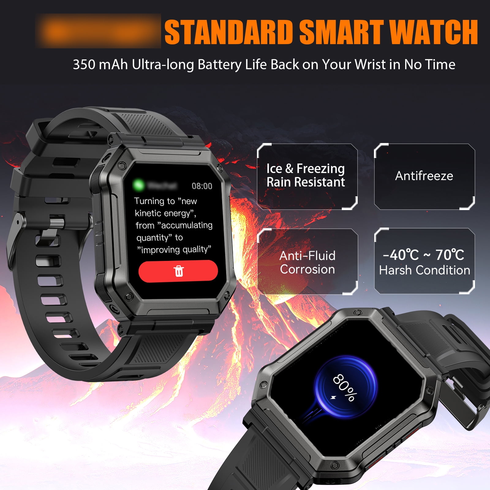 PAKRYS 1.91" Smart Watch with Text and Call(Answer/Dial), Rugged Outdoor Bluetooth Smartwatches for Men, Compatible with Android iOS