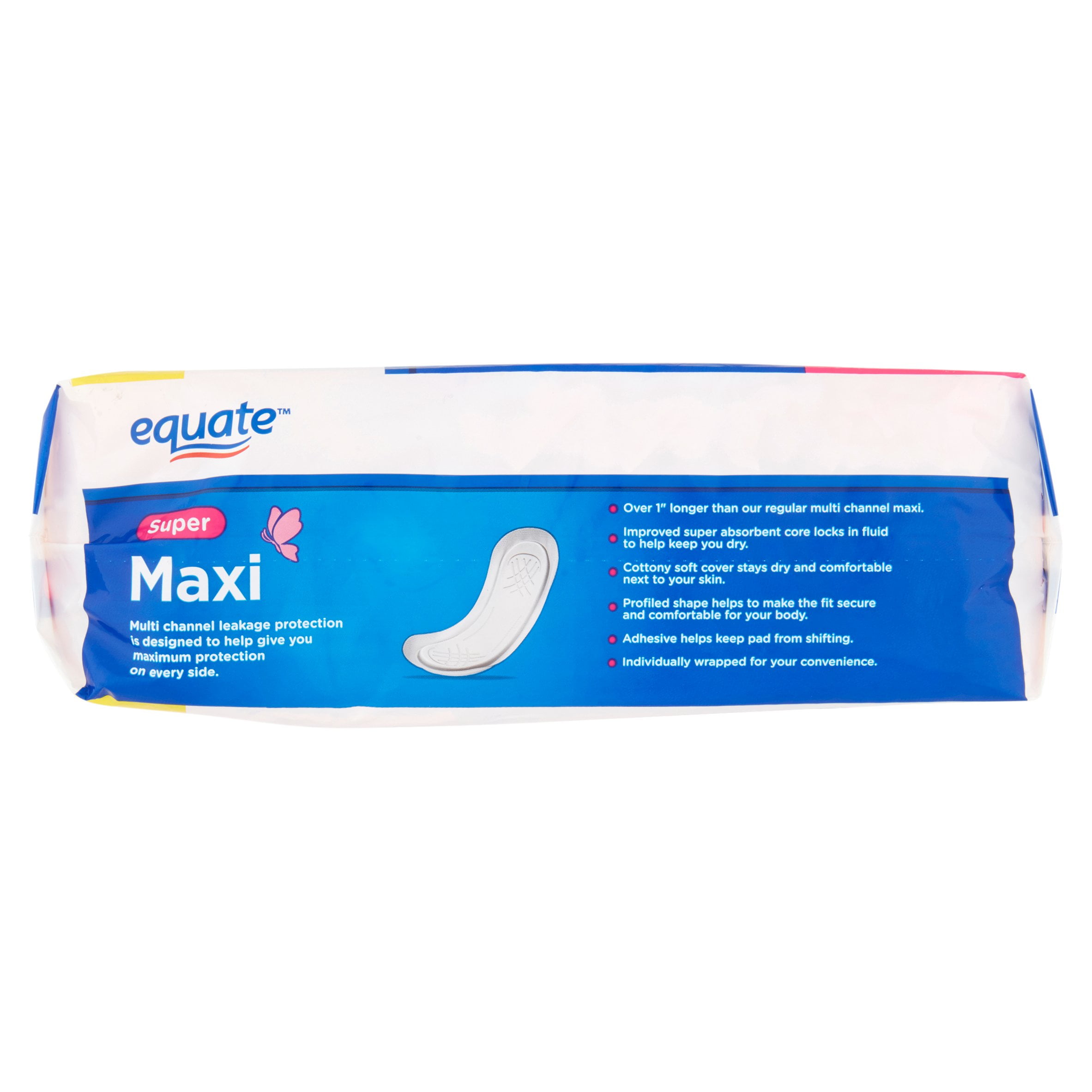 Equate Maxi Pads with Wings, Super, Unscented, 54 Count