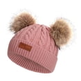 thumbnail image 2 of Gorro de punto para bebé, gorro de lana de invierno para bebé, gorro de ganchillo para niño pequeño rosado, 2 of 5