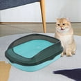 thumbnail image 6 of Cat Semi Closed Pet Litter Tray for Small Pets Indoor Cats Rabbit light blue medium, 6 of 8