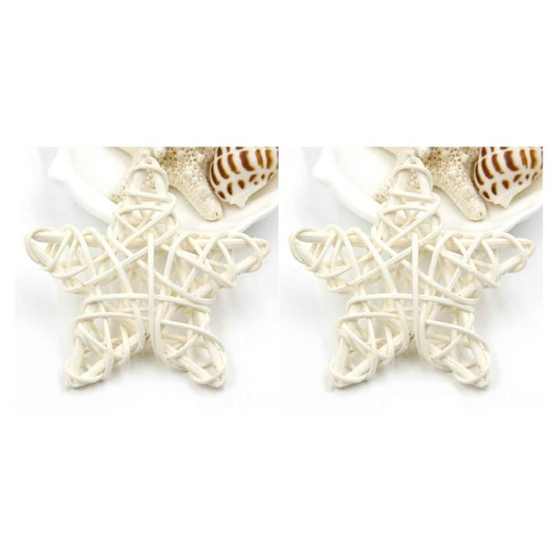 Bewildely 5pcs 6cm Estrella Forma Vid Ca?a Ratán Decoración Boda Navidad Bricolaje Adorno blanco 2piezas Bewildely CBP019196