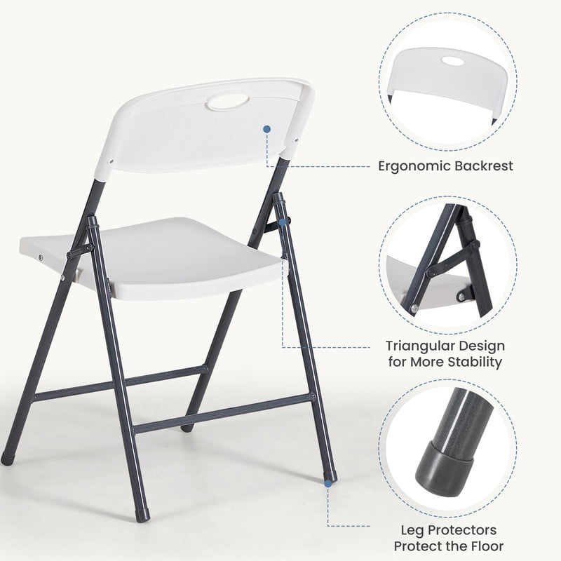 Gianna 6 Pack Plastic Folding Chairs Stackable Patio Garden Office Wedding Party Event Chairs, White