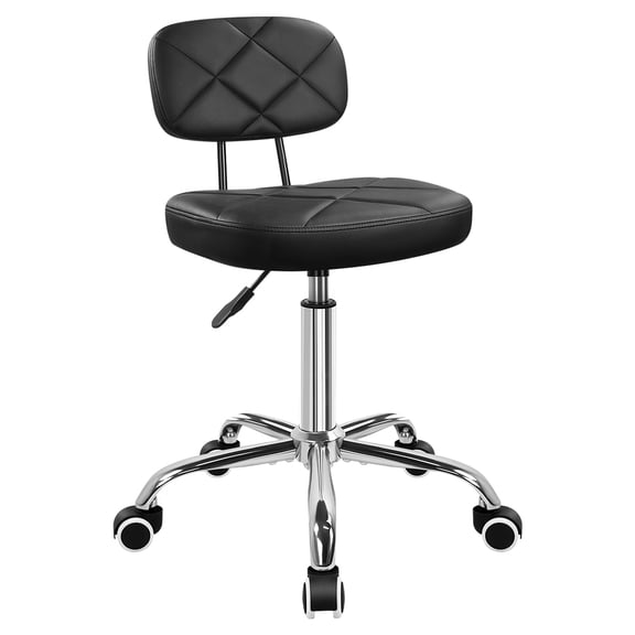 KKTONER Office Chair with Backrest and Castors Height-Adjustable Square Stool Suitable for Drafting and Home Office Use (Black)
