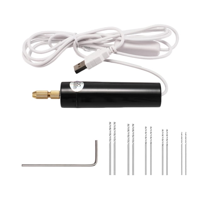 de tornillo de banco pequeño con taladro eléctrico USB de mano, con herramientas de joyería con llave, Micro Estilo C