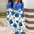 thumbnail image 1 of FcBaudy Longues Robe à Manches à Col Rond Femme Été Robe Décontractée à Manches Longues à Imprimé Floral Patchwork Robe Maxi Robe Femme, 1 of 7
