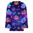 thumbnail image 5 of Halloween Shirts Women Plus Size Funny 3/4 Sleeve Pullover Horror Halloween Ghost Pumpkin Printed Tops Spooky Crew Neck T Shirts Three Quarter Length Blouse,S, 5 of 7
