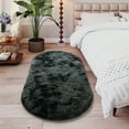 thumbnail image 6 of ZENELESS Oval Fluffy Rug, Non-Slip Soft Plush Shag Carpet for Kids Room Nursery Dorm Living Room, 2.6 x 5.3ft Tie-dye Black and Gray, 6 of 8