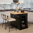 thumbnail image 4 of Gymax Large Kitchen Island Drop Leaf Breakfast Bar w/ Wood Top Shelves Drawers Black, 4 of 10