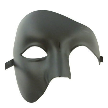 Men's Phantom Black Basic Craft Large Mardi Gras Masquerade Halloween Mask