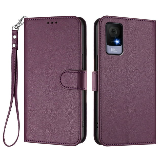 GANGXUN Wallet Case for TCL 405/406/406s – Magnetic Closure, RFID Blocking, Wrist Strap, Wireless Charging Compatible