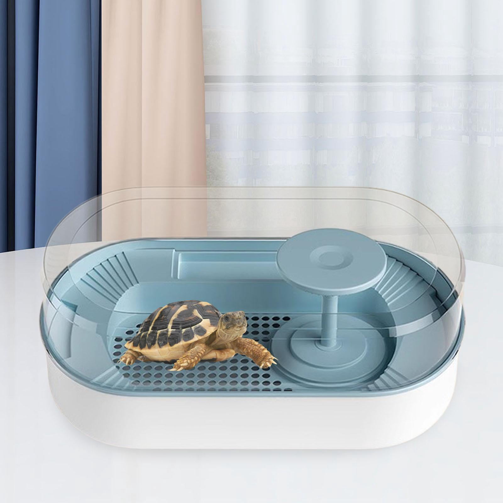 Toysmith Reptile Habitats Turtle Tank Terrapin Feeding Box Frog Terrapin Lake Pet Turtle Indoor Decor Small Ecological Tank Turtle Boxes blue grey