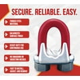 thumbnail image 5 of 4 Pack Crosby 5/16" Forged Wire Rope Clip – G-450, 1010079, U-Bolt Clamp with Saddle & Nuts – Galvanized Red Clip for Cable, Loop, Sling Termination Use, 5 of 14