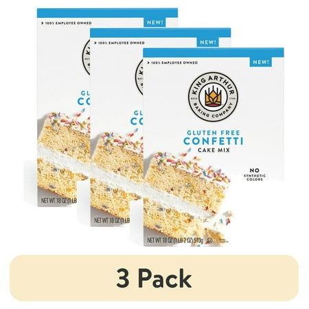 (3 pack) King Arthur Baking Company, Gluten-Free Confetti Cake Mix, 18 oz Box