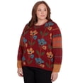 thumbnail image 3 of Alfred Dunner Womens Plus-Size  Vertical Floral Crew Neck Sweater, 3 of 6