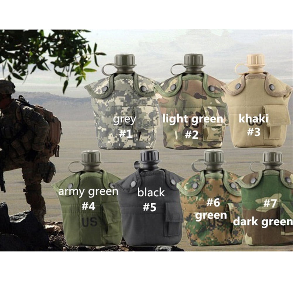Outdoor Military Camping Army Water Bottle Canteen Cup Pouch 5 Colors ACU Camo