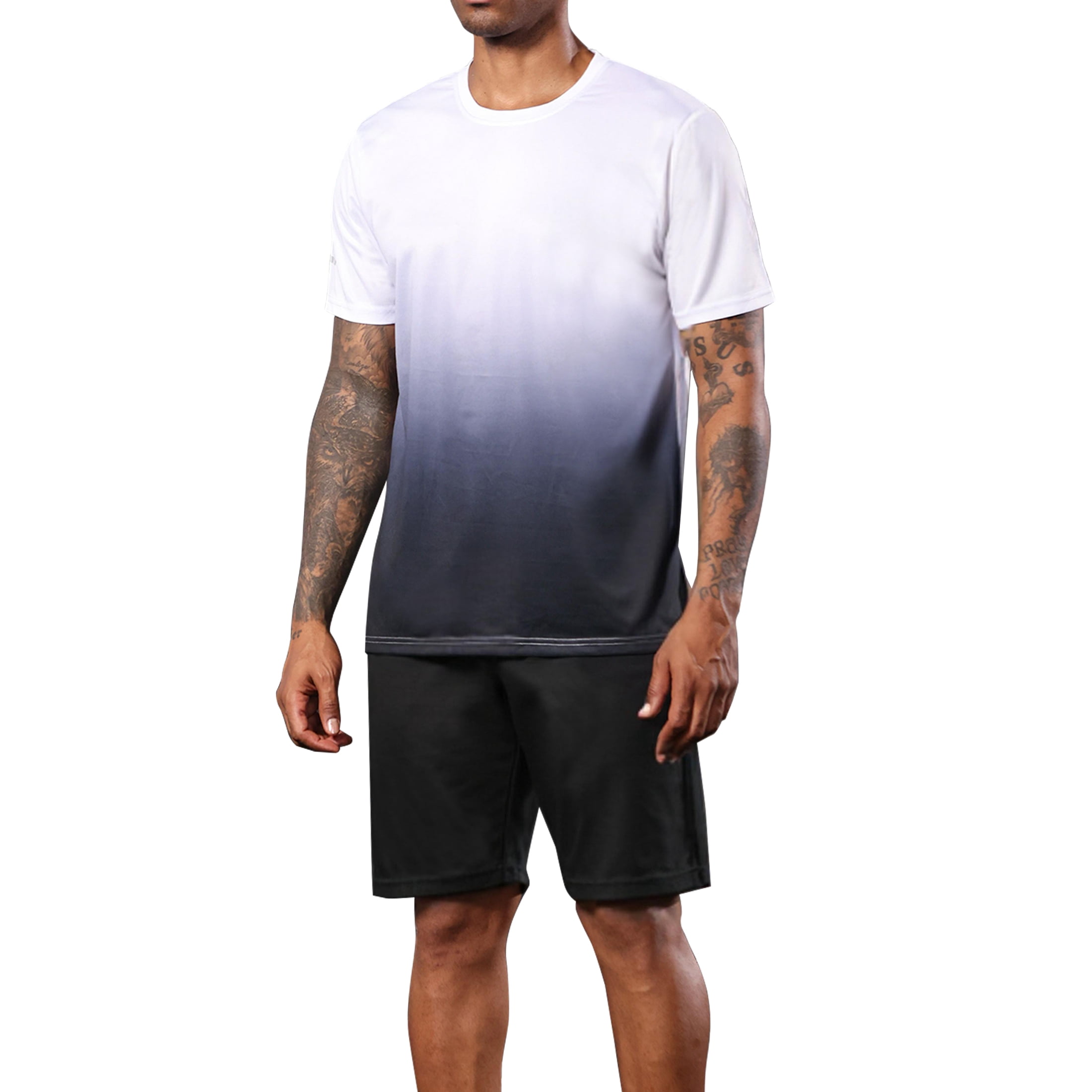 3 pack Mens Gym Short Sleeve T-Shirt Set Athletic Basketball Workout Running Shorts,S-3XL