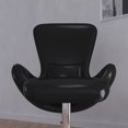 thumbnail image 3 of Merrick Lane Faux Leather Upholstered High Back Lounge Chair and Ottoman Set with Matching Chrome Bases in Black, 3 of 7