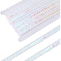 Polyester Ribbon with Paillette White 1/2 inch(13~14mm) about 10.94 Yards(10m)/Roll