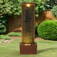 thumbnail image 5 of Teamson Home 38.5" Faux Slate Contemporary Outdoor LED Waterfall Fountain with Pebble Base, Red Rock, 5 of 13