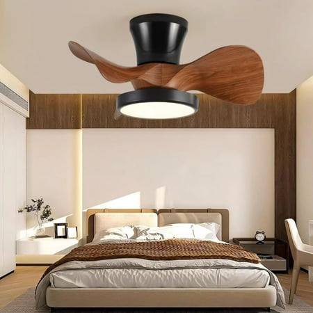 

WSYW Quiet Ceiling Fan with Light and Remote 22 Inch Flush Mount Ceiling Fan Dimmable LED 3 Color Temperatures Timer Reversible Blades for Bedroom Kitchen Living Room Black + Brown