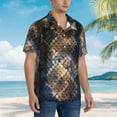 thumbnail image 5 of Bixox Men's Hawaiian Shirts Men's Watercolor Snake Skin Print Short-Sleeve Shirt-Small, 5 of 8