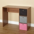 thumbnail image 2 of Student Writing Desk with 3 Fabric Bins, Espresso/Pink/Black/Gray, 2 of 2