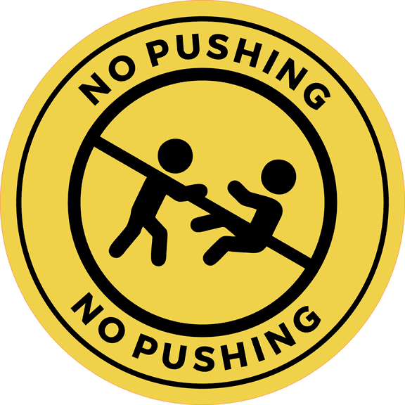 Circle Plus No Pushing Wall or Door Sign | Safety Signs For Babies and Toddlers Daycare - Large