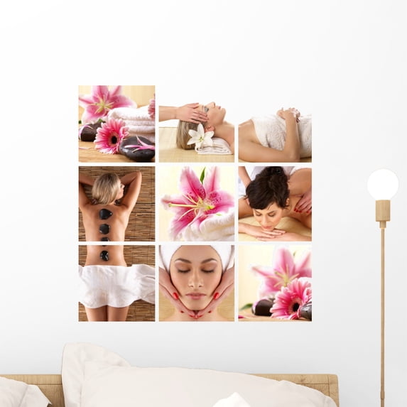 Different Spa Treatment Images Wall Mural by Wallmonkeys Peel and Stick Graphic (18 in H x 18 in W) WM270255