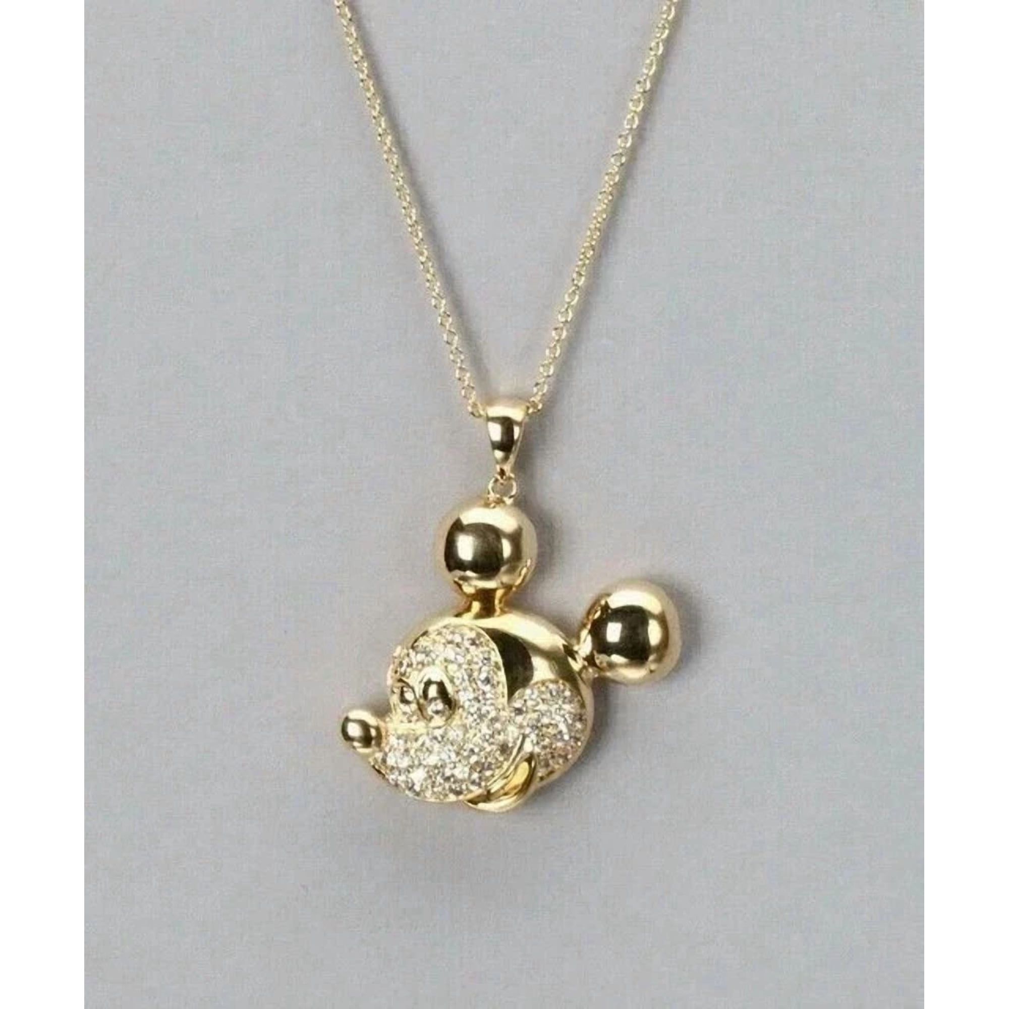 14K Yellow Gold Plated Silver Simulated Round Cut Diamond Charm Pendant Necklace