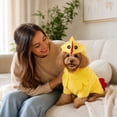 thumbnail image 6 of Dog Chicken Costume Soft Crystal Fleece Pet Hoodie，Adjustable Wrap Puppy Transformation Outfit for Small Medium Dogs, Halloween Party Cosplay Clothes, 6 of 6