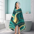 thumbnail image 6 of Teal and Gold Marble Swirls Pattern Hooded Bath Towel，60"x35" for Ages 3 To 12 Kids, Quick Dry Lightweight Soft Microfiber Hood Beach Towel Cover Up for Kids, 6 of 7