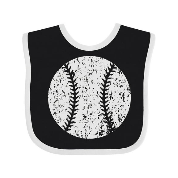 Inktastic Distressed Baseball in White Boys or Girls Baby Bib