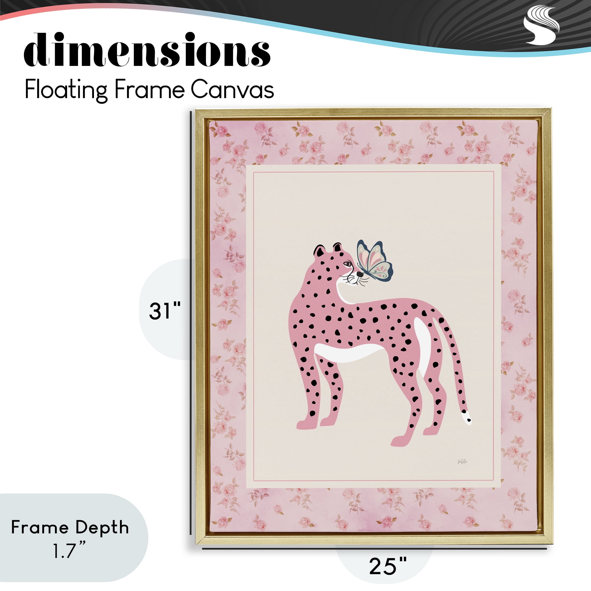 Stupell Industries Cheetah & Butterfly Friendship Gold Framed Floater Canvas Wall Art, design by Natalie Carpentieri