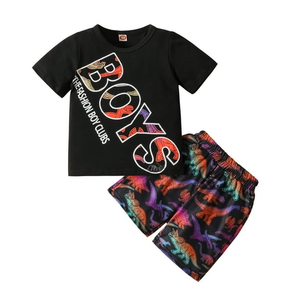 EnJoCho Outfit for Toddler Girls 4t Toddler Kids Baby Boys Clothes Summer Outfits Letter T Shirt Tops & Dinosaur Cartoon Animal Shorts Set Little Boy School Casual Set 2-3 Years