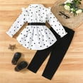 thumbnail image 3 of Hienoo Toddler Girls Outfits Hearts Print Ruffle Long Sleeve Shirt & Pants Set, Sizes 3-4T, 3 of 8