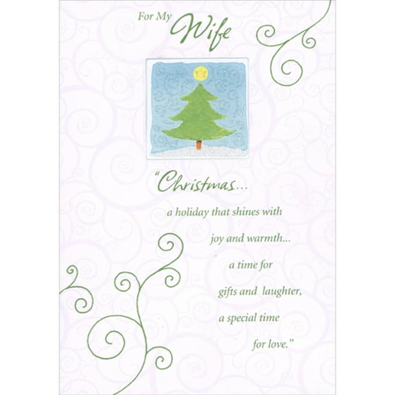 Designer Greetings Shines with Joy and Warmth: Sparkling Tree Inside Square Die Cut Window Christmas Card for Wife