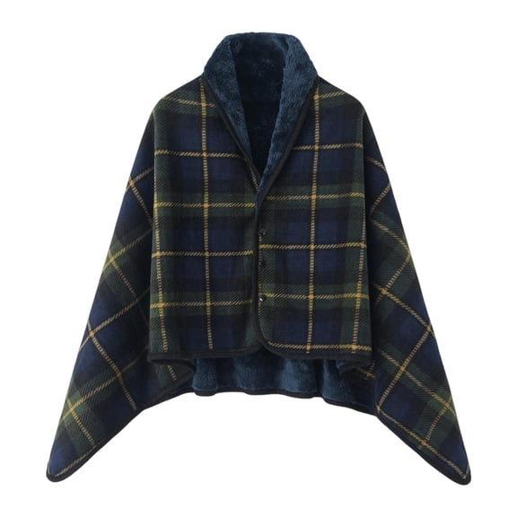 Fzaqwen Poncho Blanket Comfy for Adults No Sleeves Soft Lap Blanket Cape Warm Wrap Shawl Blue 100x140cm