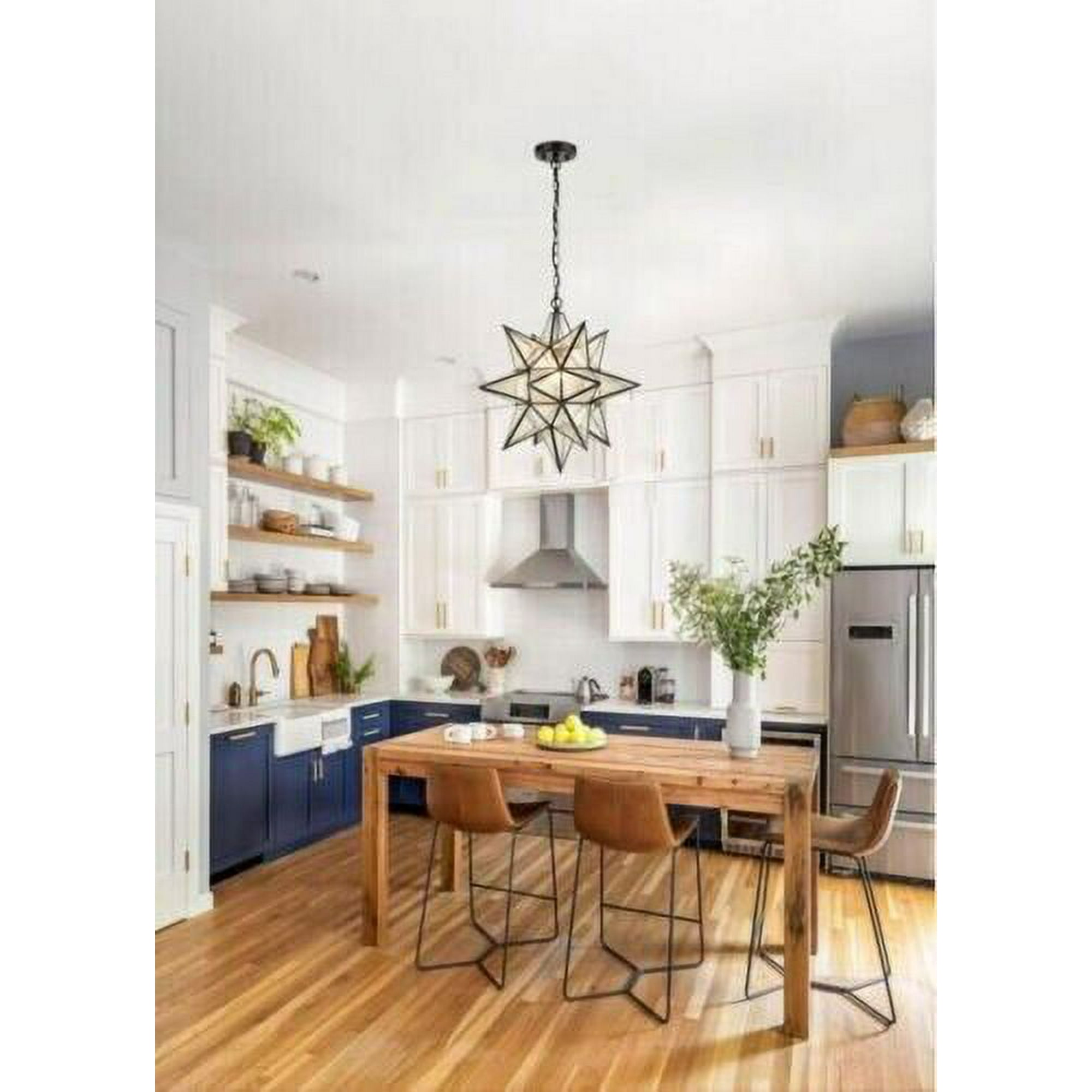 Moravian Star Pendant Lights Seeded Glass Shade By Dakota Fields Finish: Black | Size: 66