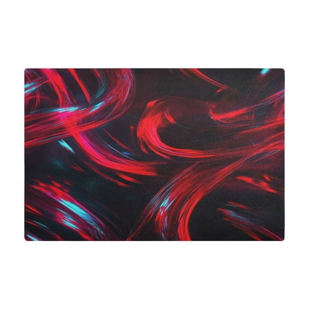

PU Leather Kitchen Drying Mat with Silica Gel Core Coffee Bar Pad Dual-Sided Absorbent Non-Slip for Kitchen Counter Red and Black Neon Lights