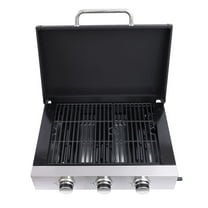 S-HOME 3 Burner Gas Grill in Black and Silver with Cast Iron Grill Net and High Temperature Resistance for Outdoor