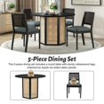thumbnail image 6 of 5-Piece Rattan Round Dining Table Set, Wood Table with Hexagonal Base and Upholstered Chairs for Dining Room, Kitchen,Indoor Use, Black+Gray, 6 of 6