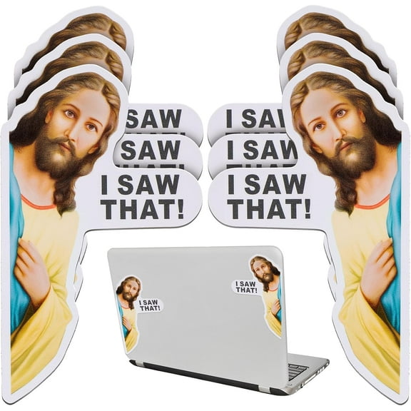 KitchenKey 6 Pcs I Saw That Jesus Magnetic Sticker Funny Cruise Car Magnets Waterproof Peeking Refrigerator Magnets Magnetic Decal for Christmas Kitchen Vehicle Laptop Locker, 3.54 x 5.91 Inches
