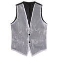 thumbnail image 3 of Kaerm Men's Shiny Sequined Vest Sleeveless V-neck Waistcoat Open Front Jacket Coat Vest Tops Silver 150/M, 3 of 7