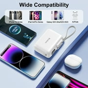 Yoobao Portable Charger with Cable, 10000mAh 22.5W Fast Charging USB-C Power Bank with LED Display, White