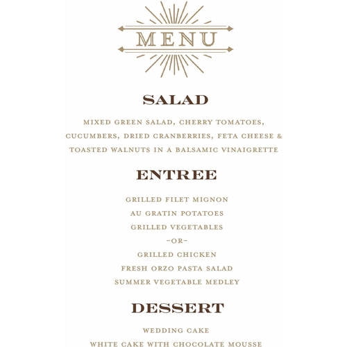 formal line standard menu card walmart com formal menu cards