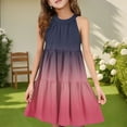 thumbnail image 2 of Abcomgle Girls Beach Dress Casual Halter Neck Sleeveless Midi Dress Gradient A-line Sundresses Swing Basic Dresses 13-14 Years,Watermelon Red, 2 of 7