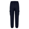 thumbnail image 3 of Boys Cargo Pants 9-10Y Size Casual Tapered Joggers Big Youth Solid Color Loose Comfortable School Wear Kids Pant Navy, 3 of 6